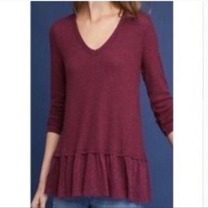 Anthropologie Eri + Ali Waffle Knit Thermal Tunic
